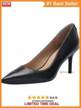 Womens Lanette Pump Pointed Toe Slip-On Leather Stacked Heel